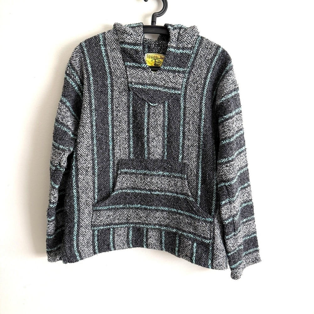 Iguana Jack Baja Y2K Hoodie Mens M Pullover Hippie Boho Surf Skater Streetwear